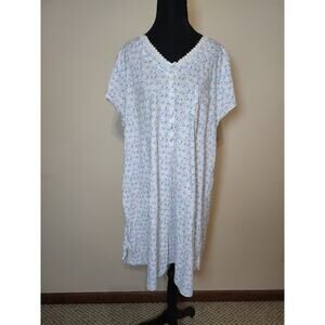 Eileen West 100% Cotton XL Floral Print Short Sleeve Nightgown NWT